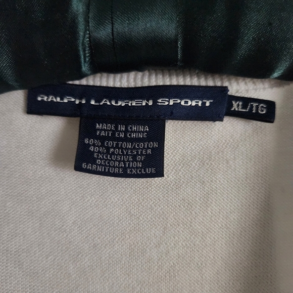 Ralph Lauren Sport White V-Neck Cotton Sweater Navy Blue Pony XL - Picture 2 of 7